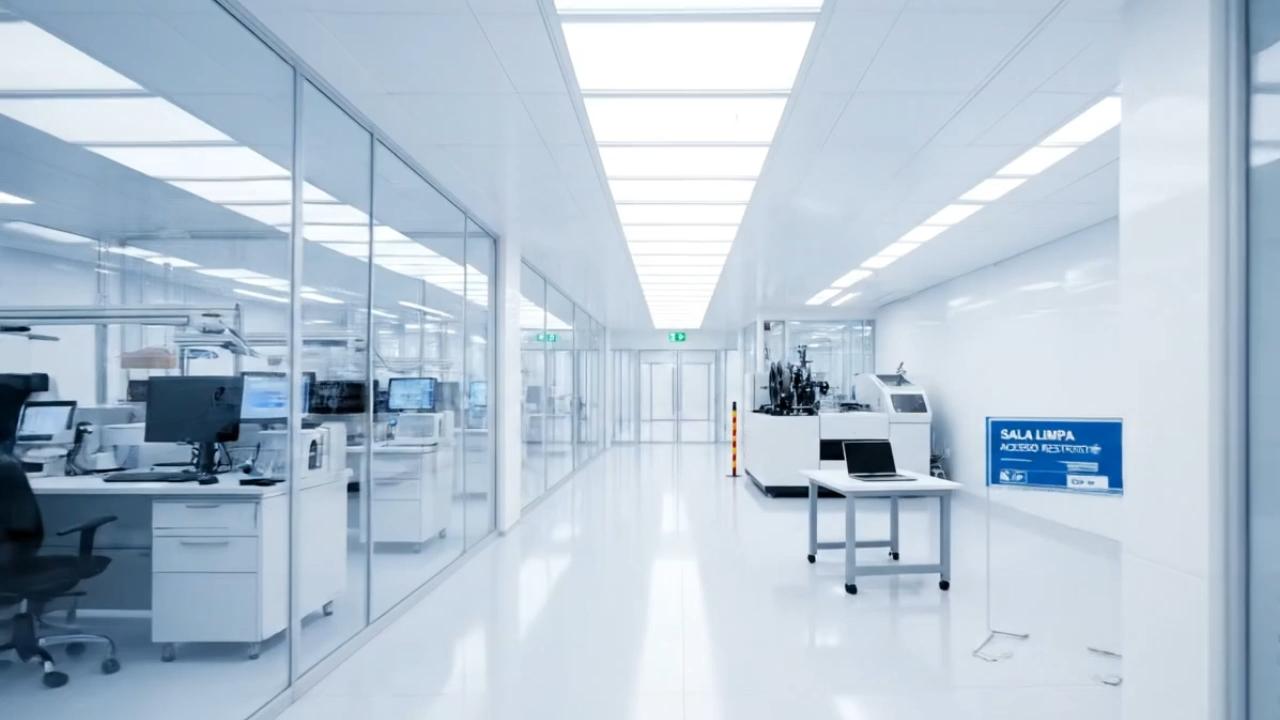 Sala limpa e laboratório eletrônico apresentados no site da LC Eletrônica