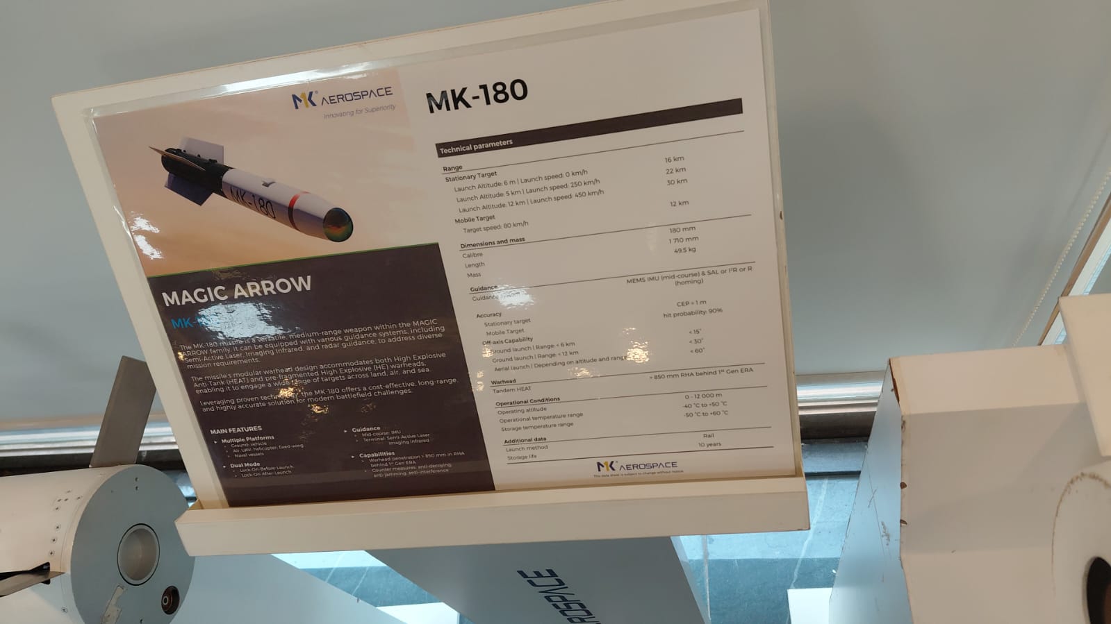 Painel técnico do MK-180 em exposição
